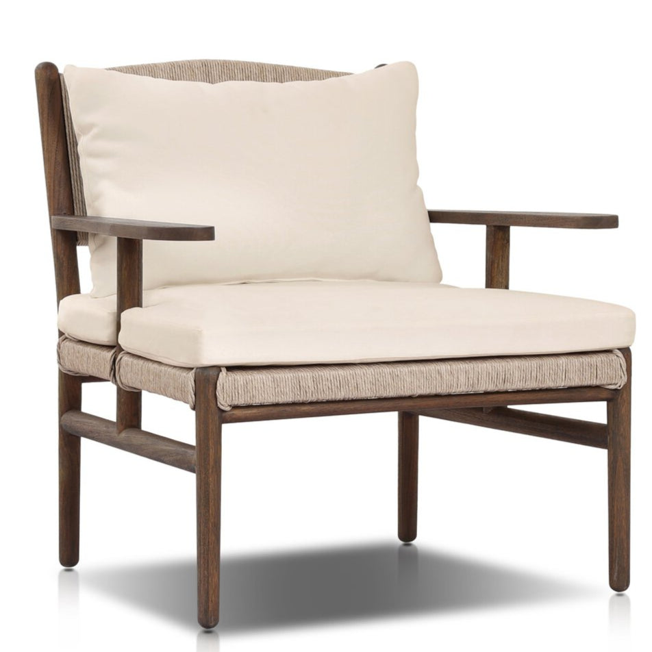 Bayside Teak Outdoor Lounge Chair - Pure salt