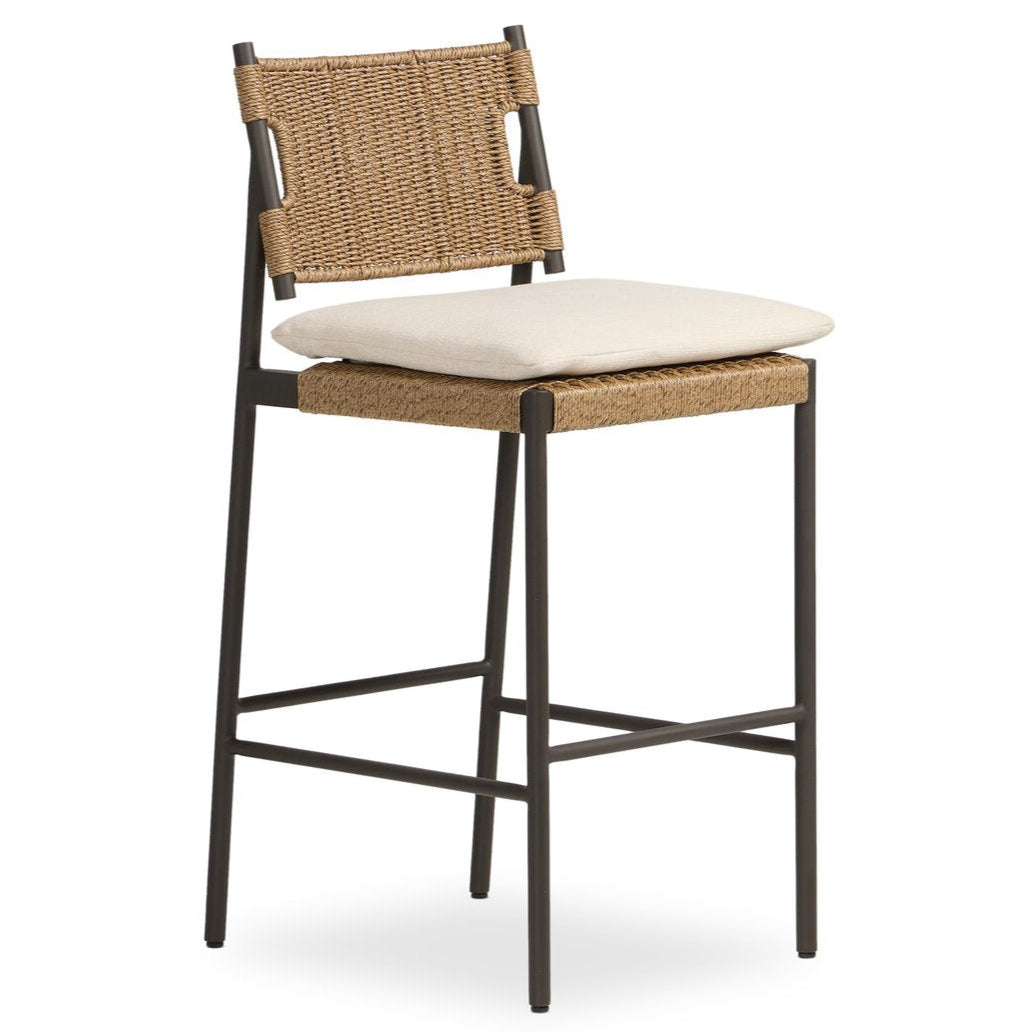 Ridge Woven Patio Stool - Pure Salt