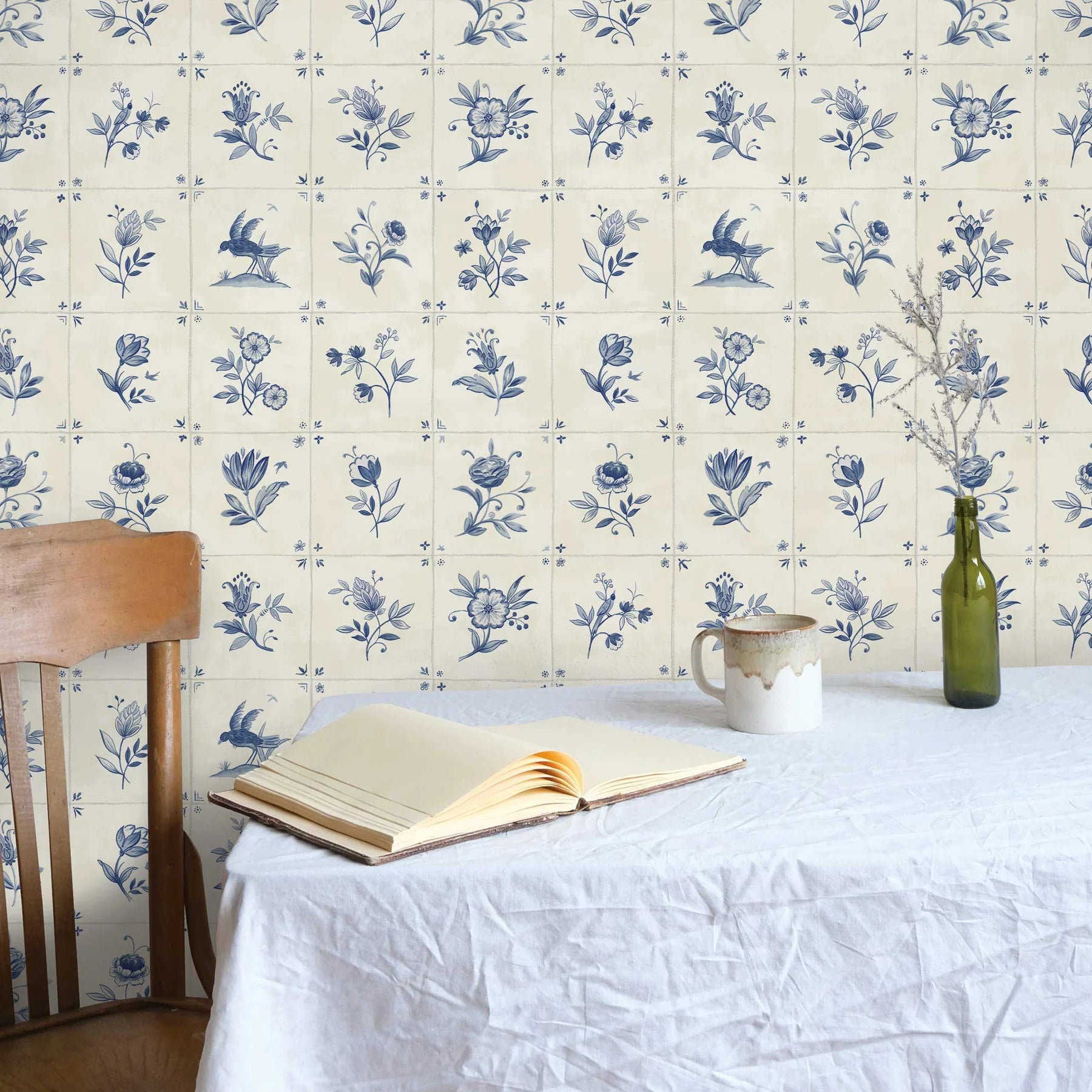 Azulejo Tile Textured Wallpaper