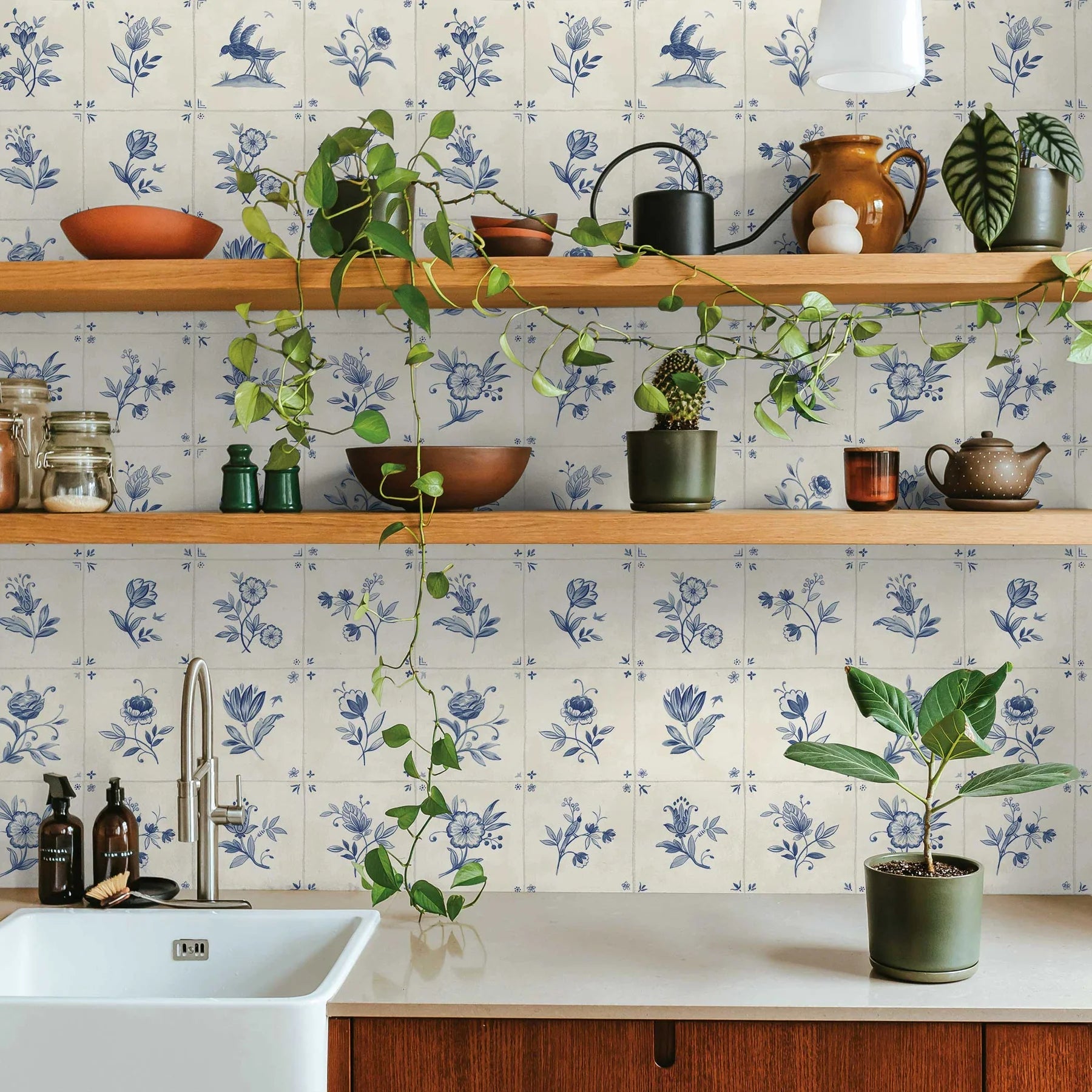 Azulejo Tile Textured Wallpaper