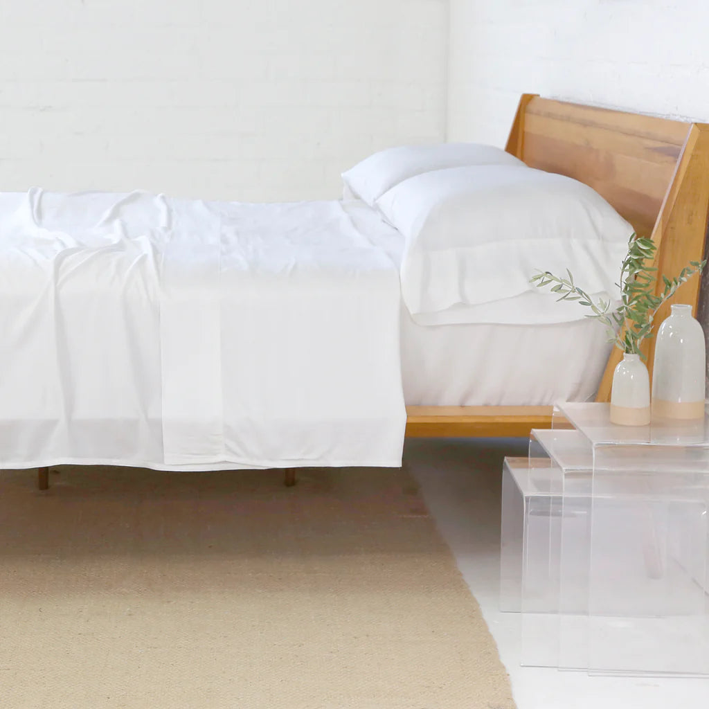 Cotton Sateen Sheet Set by Pom Pom at Home, White - Pure Salt Shoppe