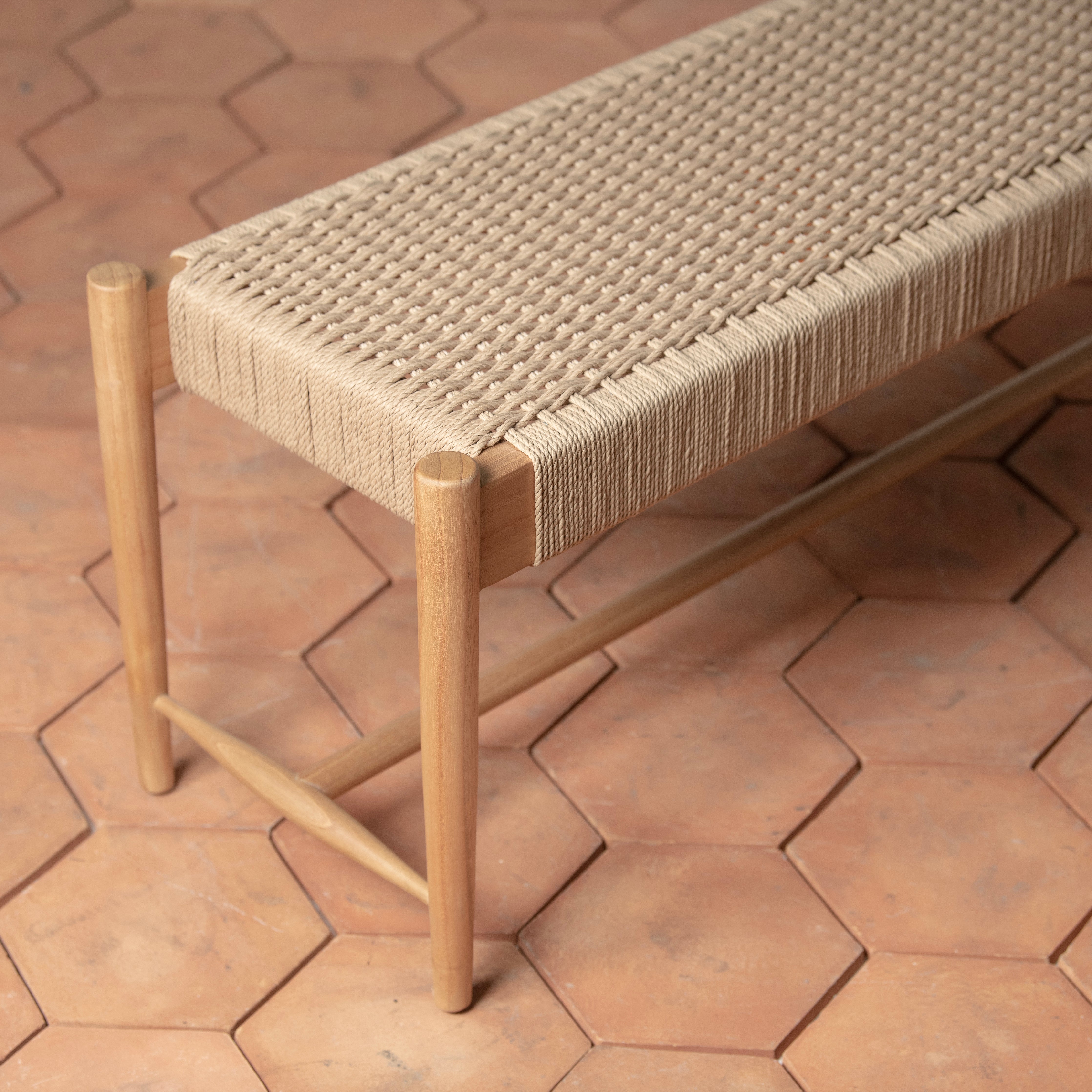Enez Woven Bench - Pure Salt