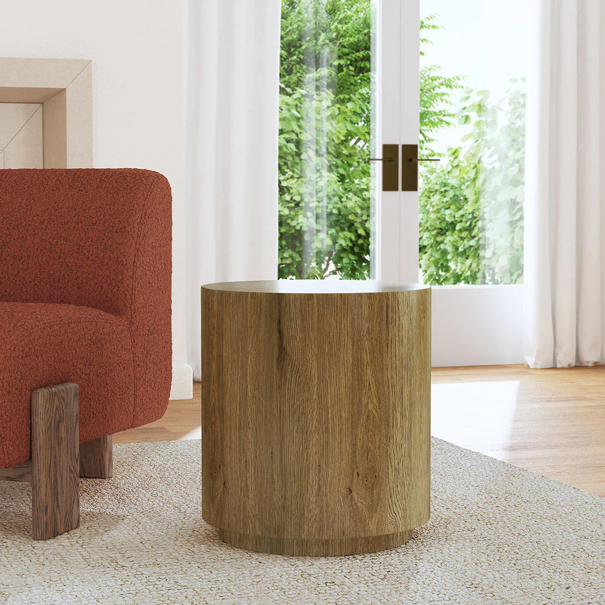 Laynen Round End Table- Light Brown