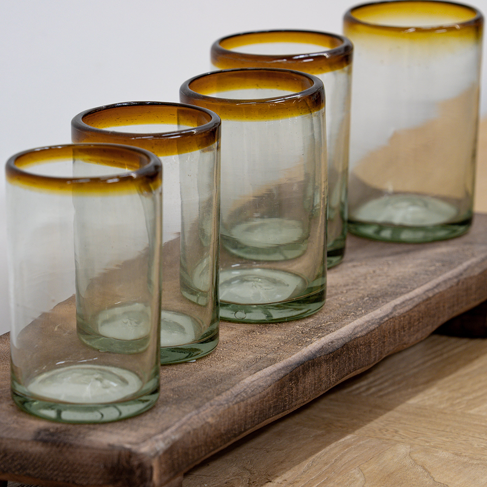 Lola Drinking Glasses, Amber Rimmed