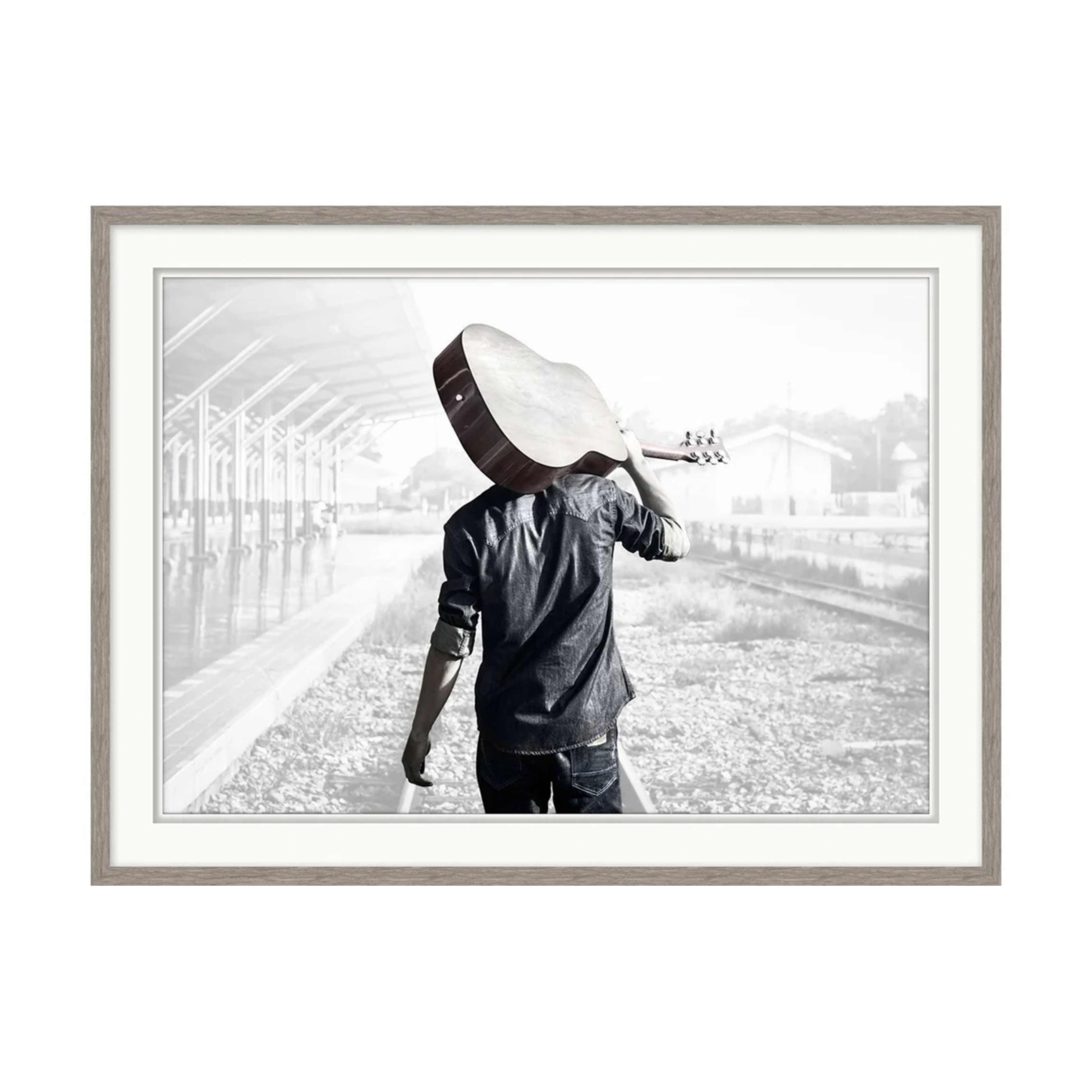 Man with Guitar on Shoulder