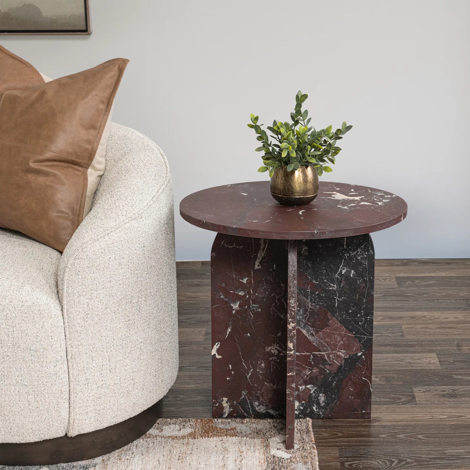 Reilen Round End Table-Merlot