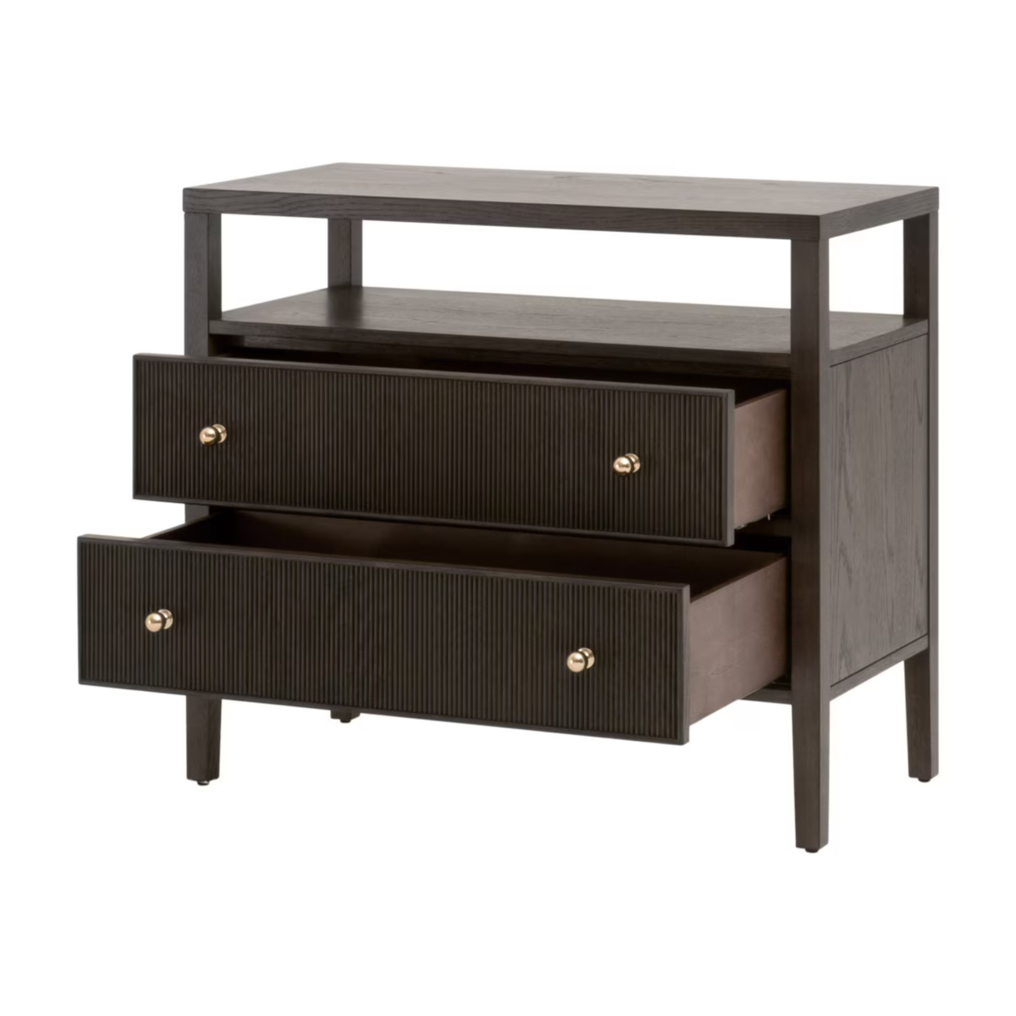 Rowan Open Shelf 2-Drawer Nightstand - Pure Salt