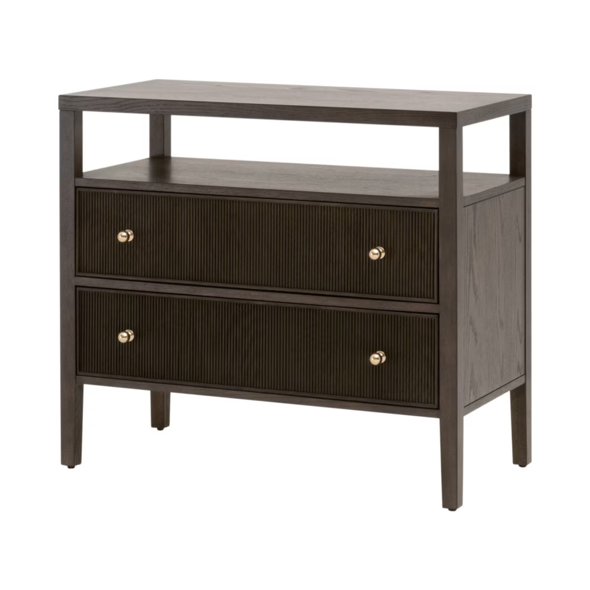 Rowan Open Shelf 2-Drawer Nightstand - Pure Salt