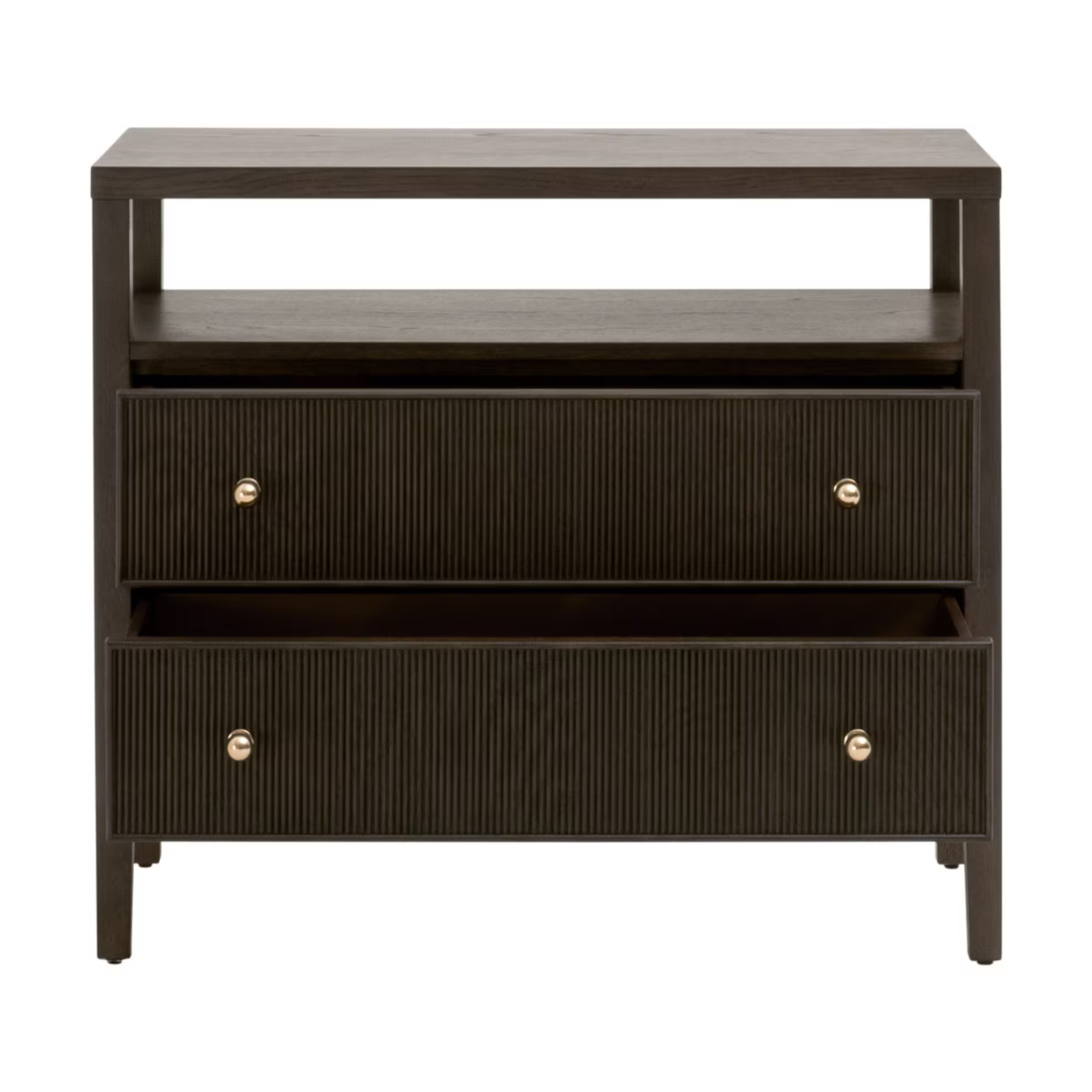 Rowan Open Shelf 2-Drawer Nightstand - Pure Salt