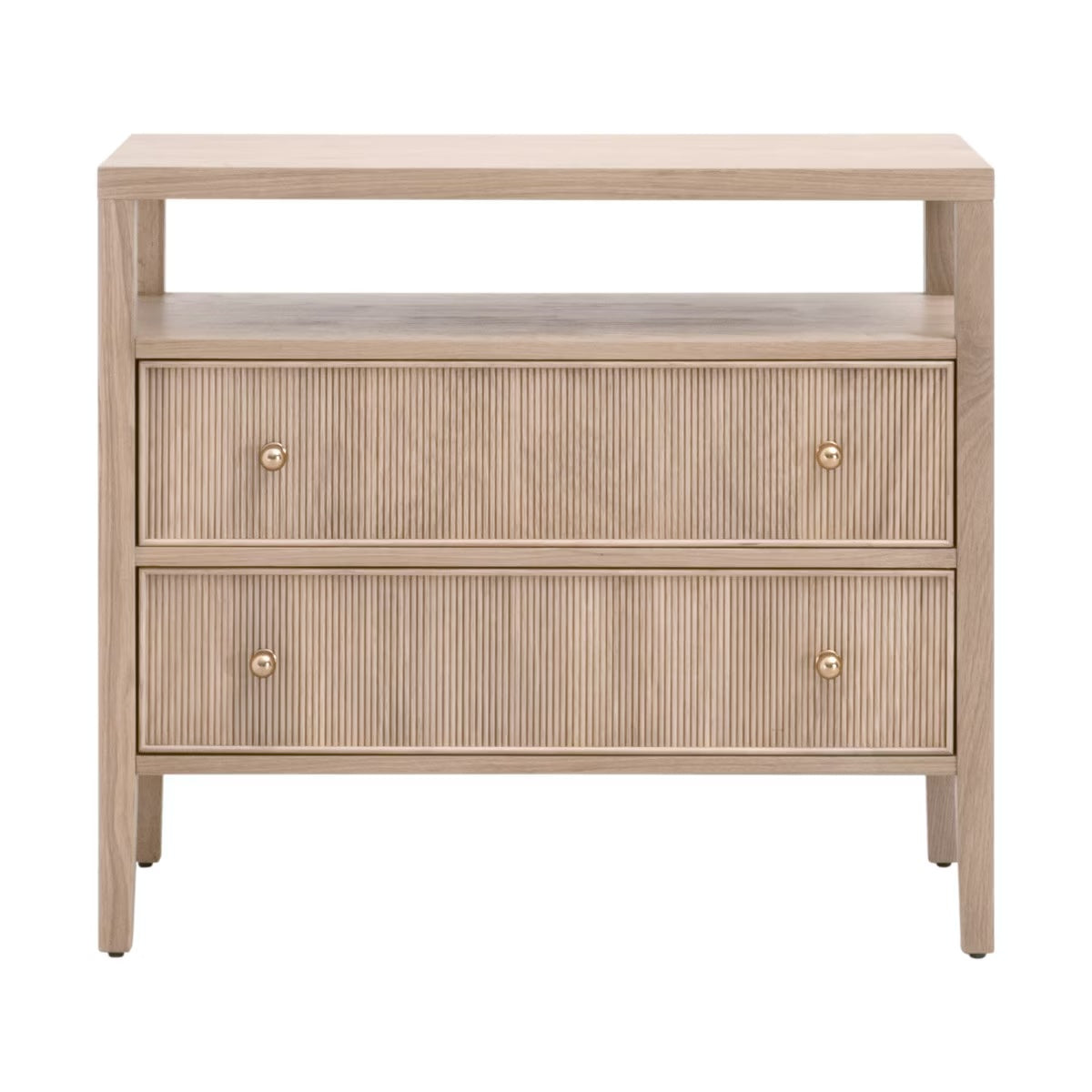 Rowan Open Shelf 2-Drawer Nightstand - Pure Salt