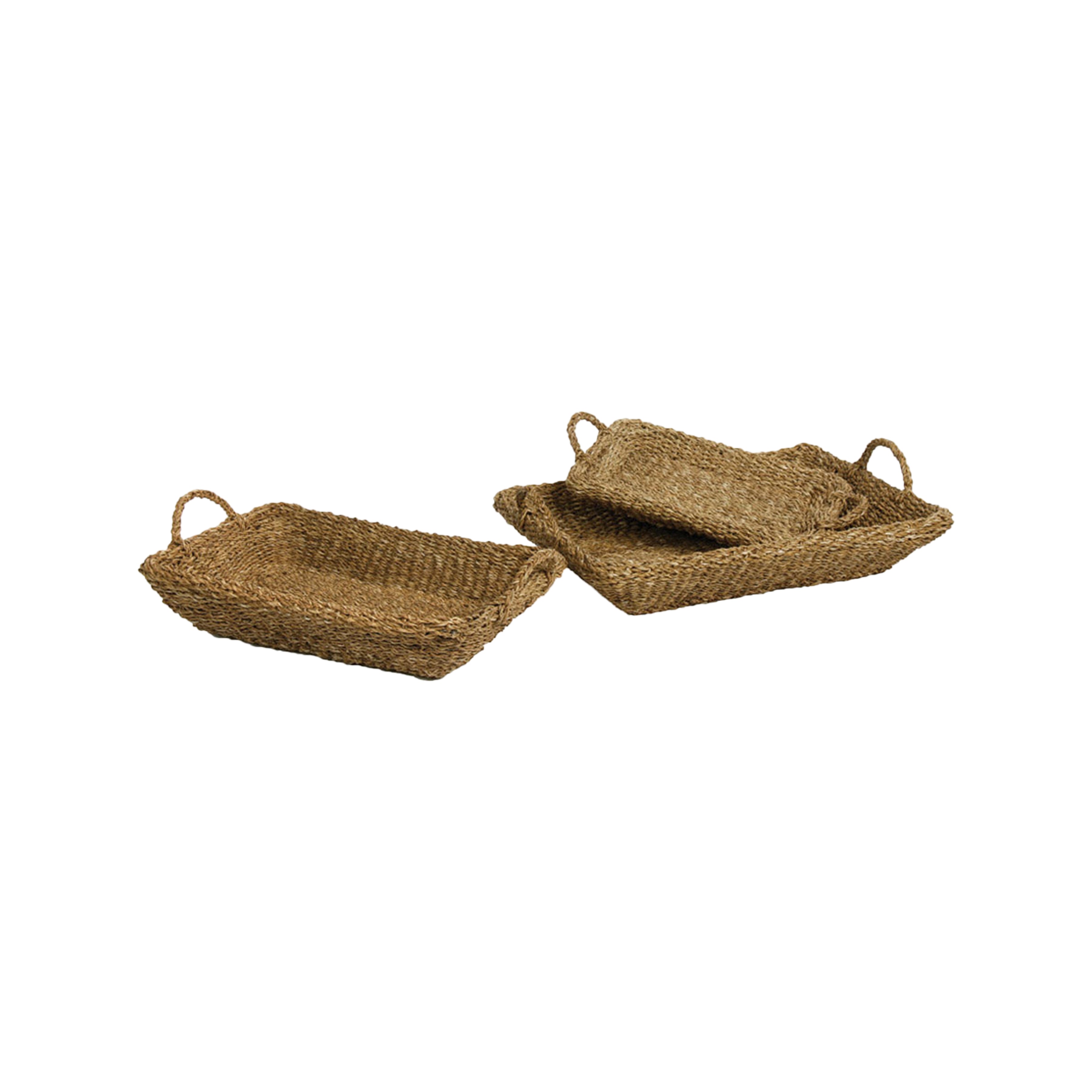 Seagrass Trays With Handles, Set Of 3