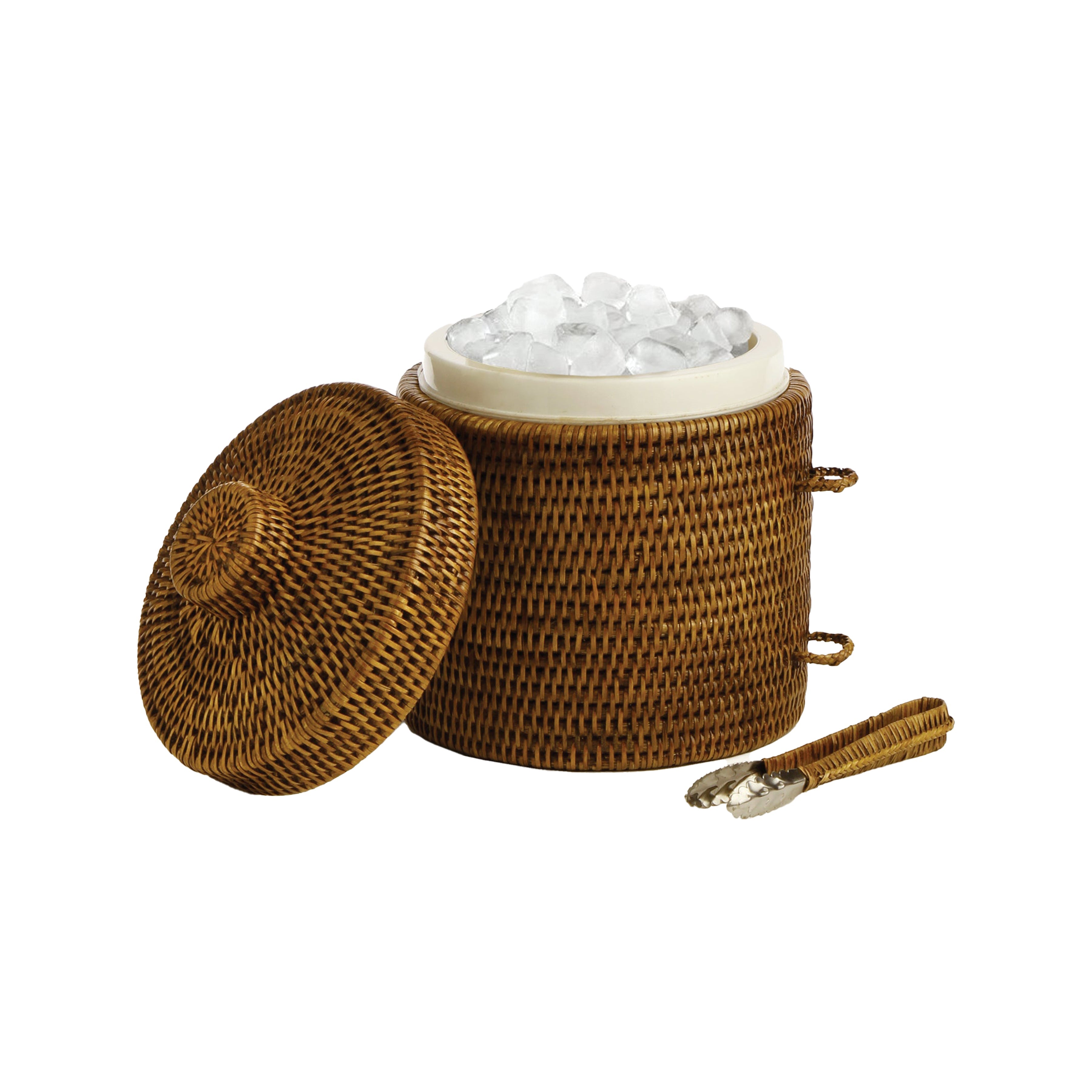 Burma Rattan Ice Box & Tongs
