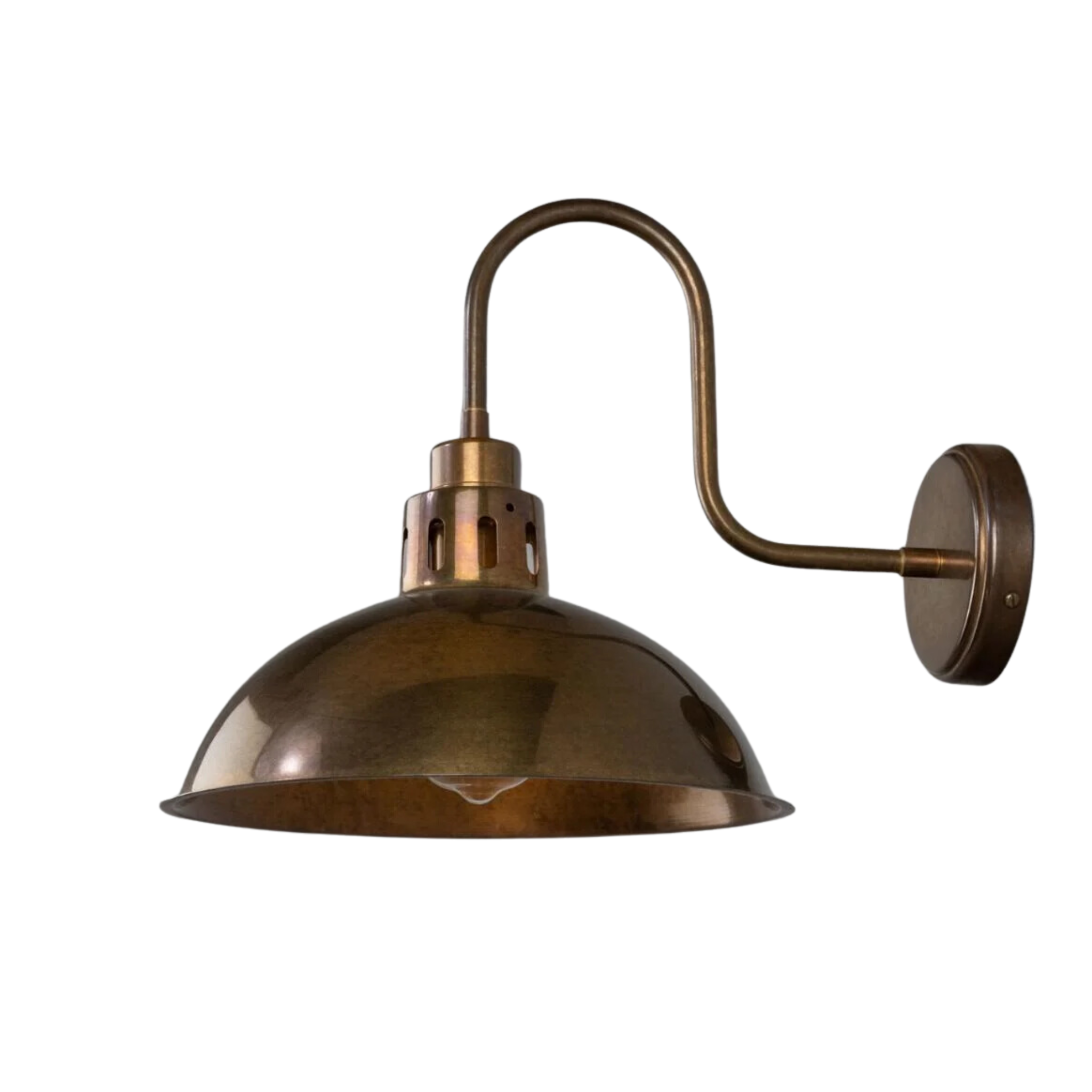 Selling Industrial Brass Swan Neck Wall Sconce - Pure Salt