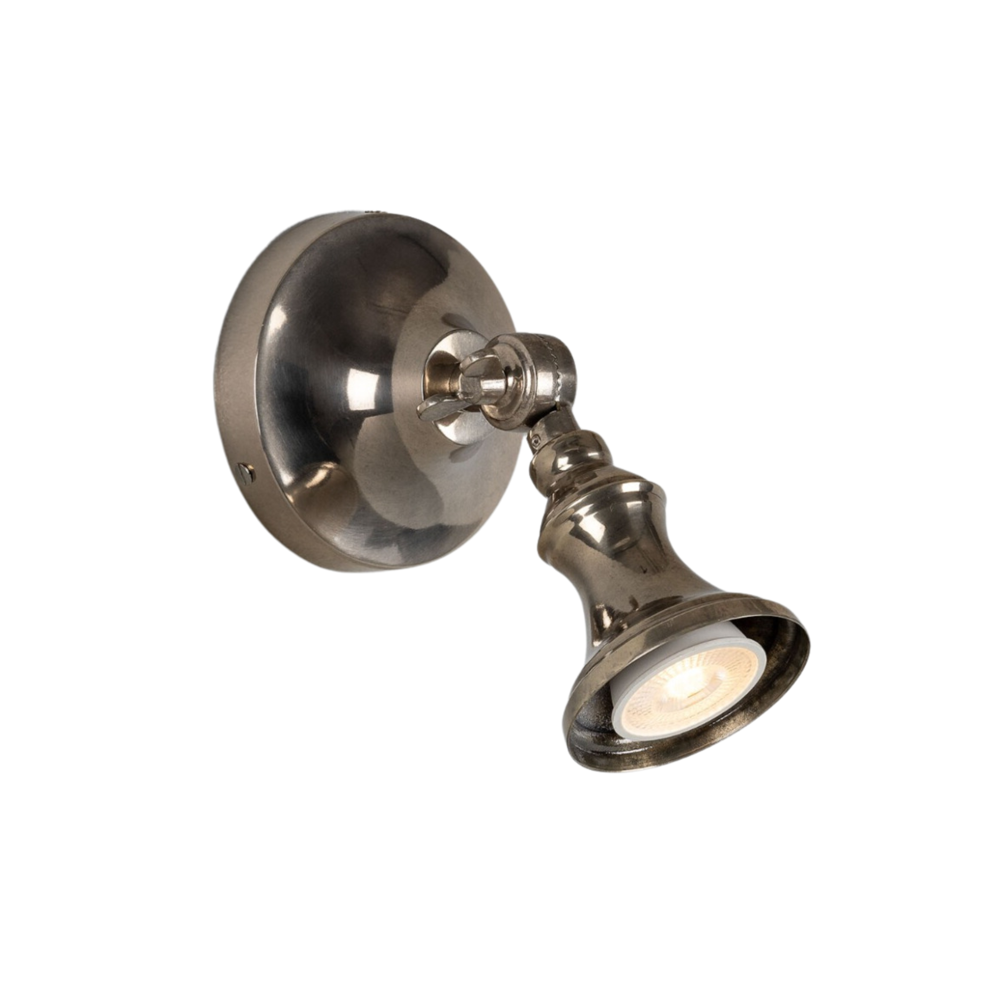 Doan Traditional Adjustable Brass Wall Spotlight - Pure Salt