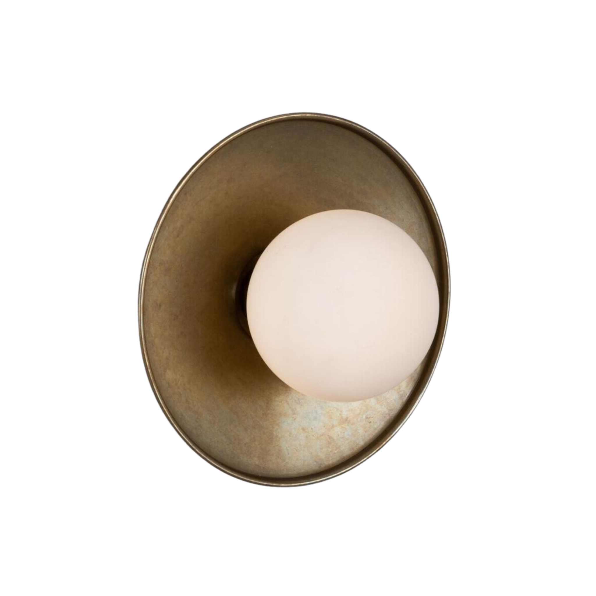 Morey Brass Disc Wall Sconce, Antique Brass - Pure Salt