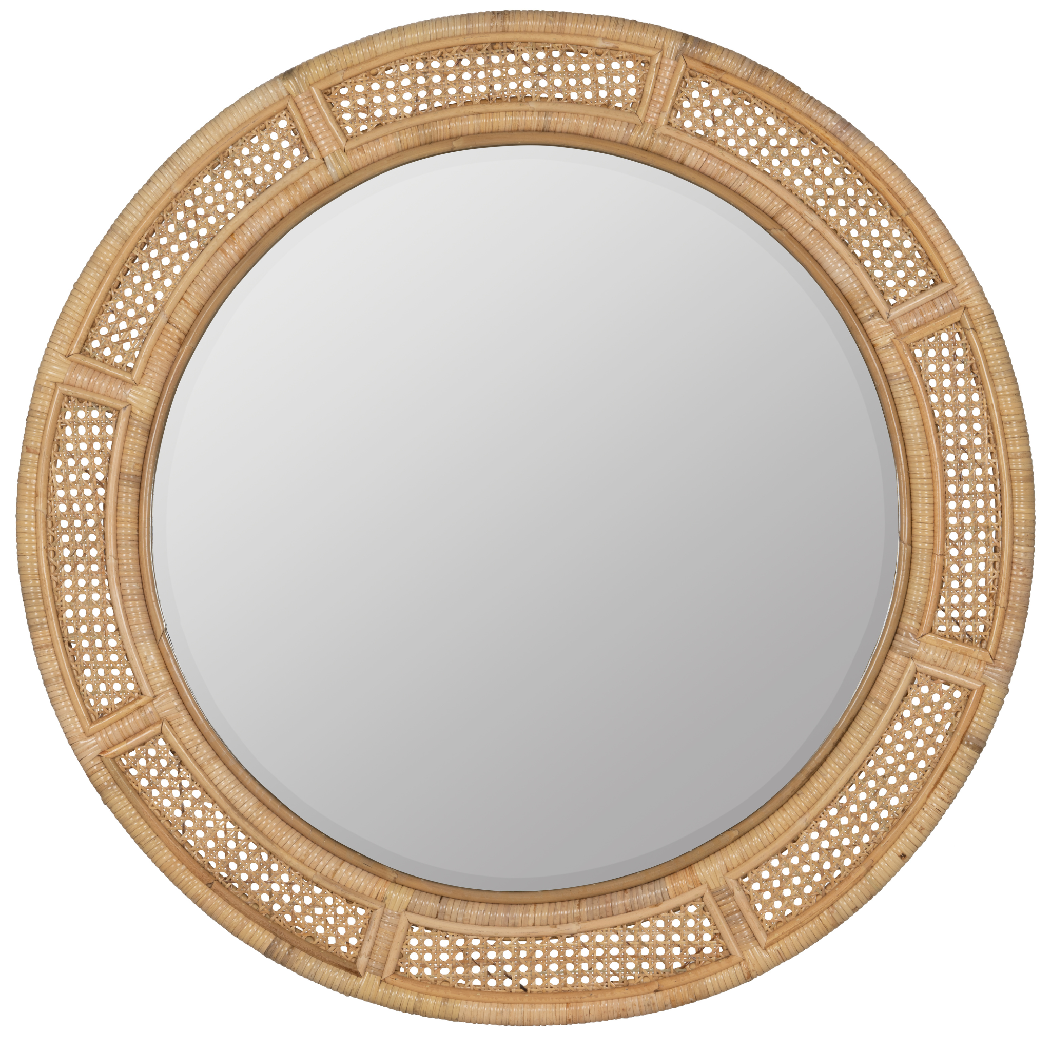 Vionna Round Rattan Mirror - Pure Salt