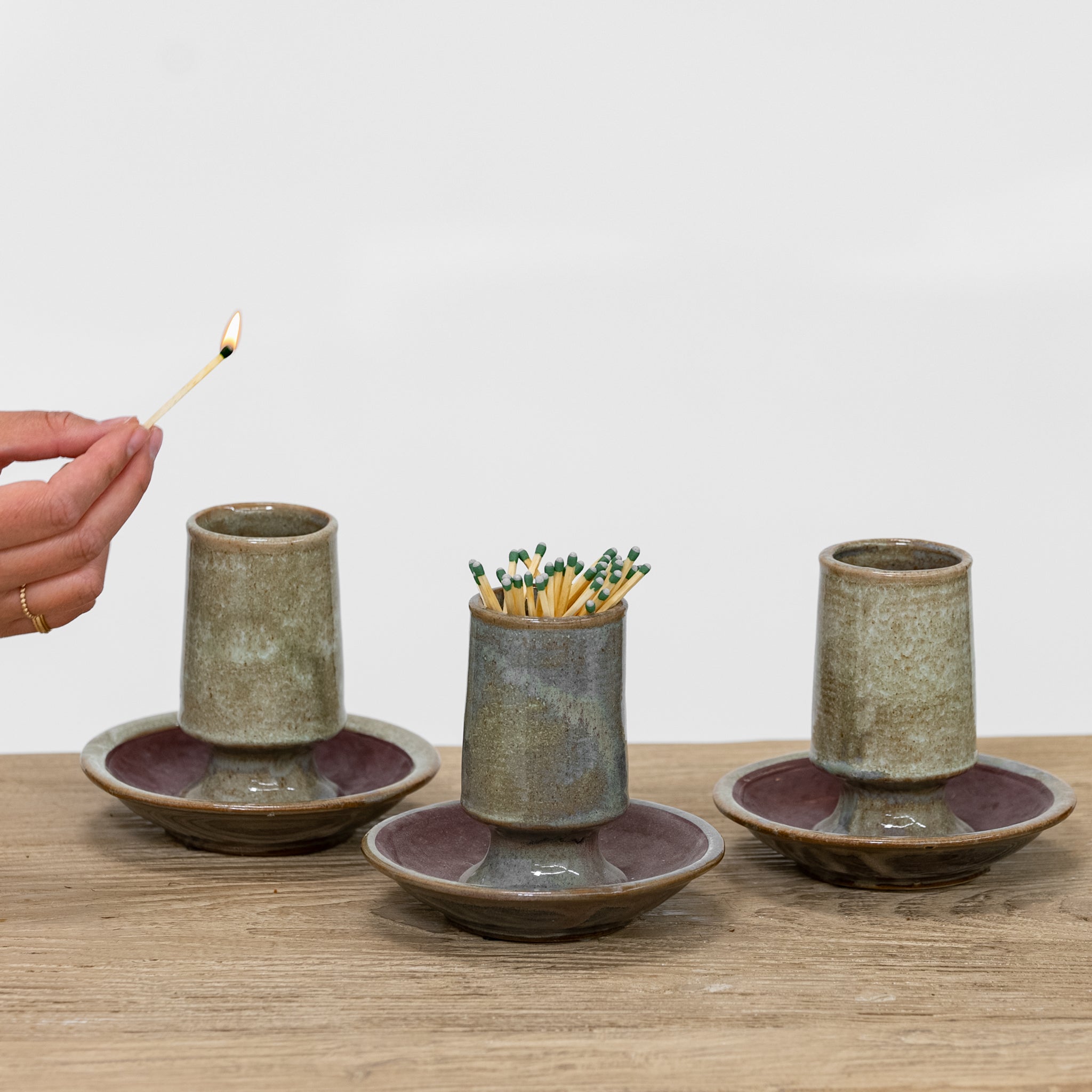Townes Stoneware Match Holder With Striker Plate - Pure Salt Shoppe