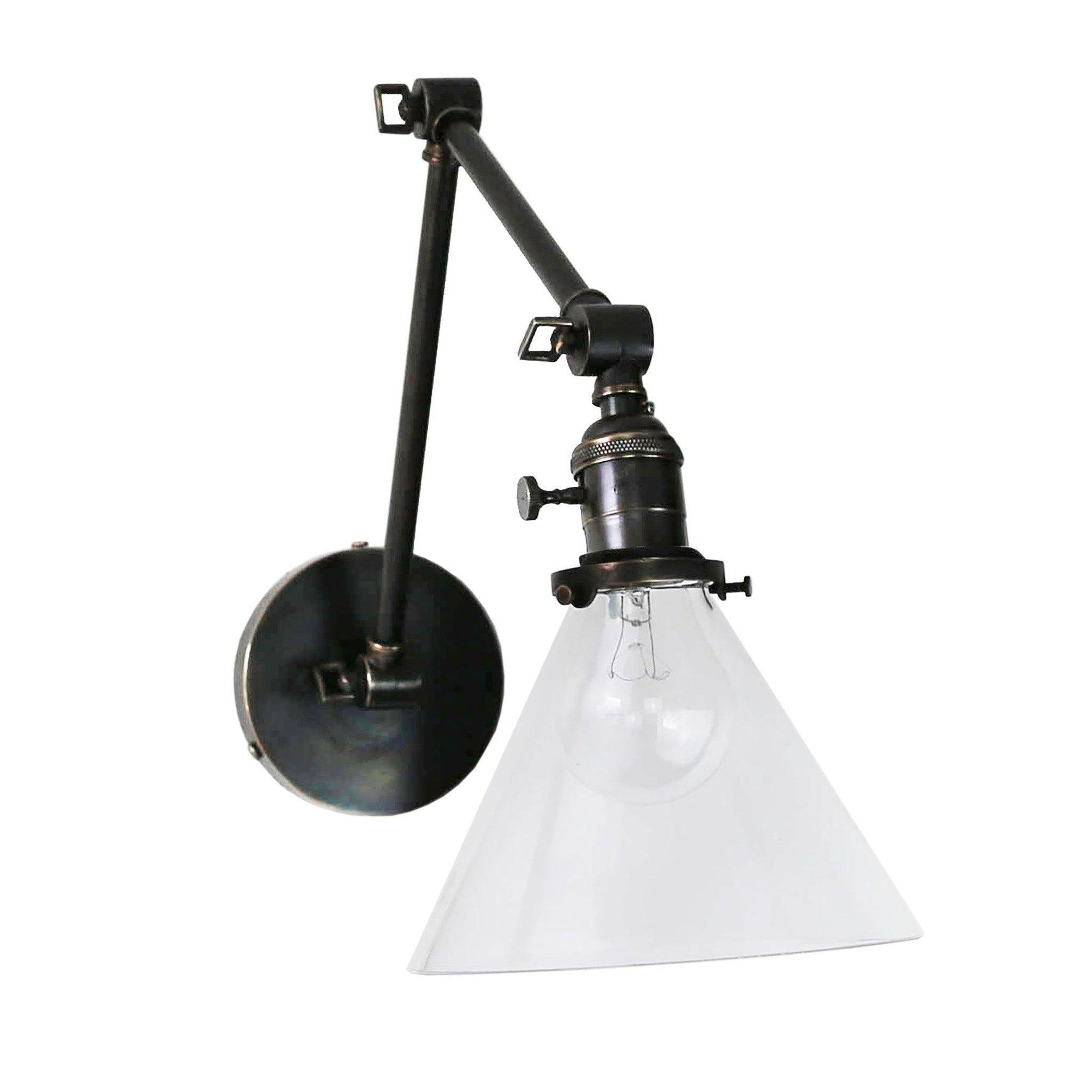 Jamestown Double Arm Wall Sconce with Tapered Clear Glass Shade - Pure Salt Shoppe