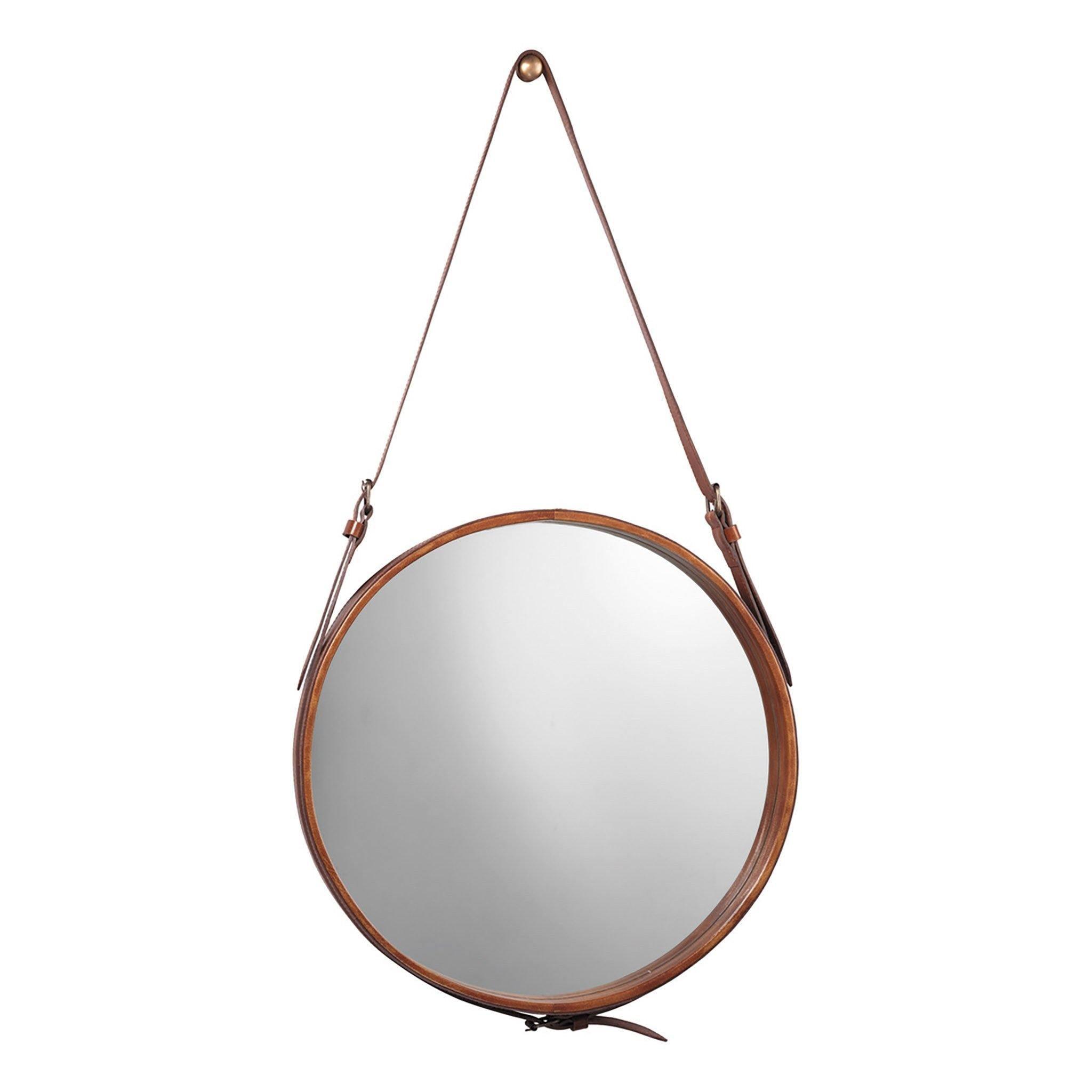 Round Leather Mirror - Pure Salt Shoppe