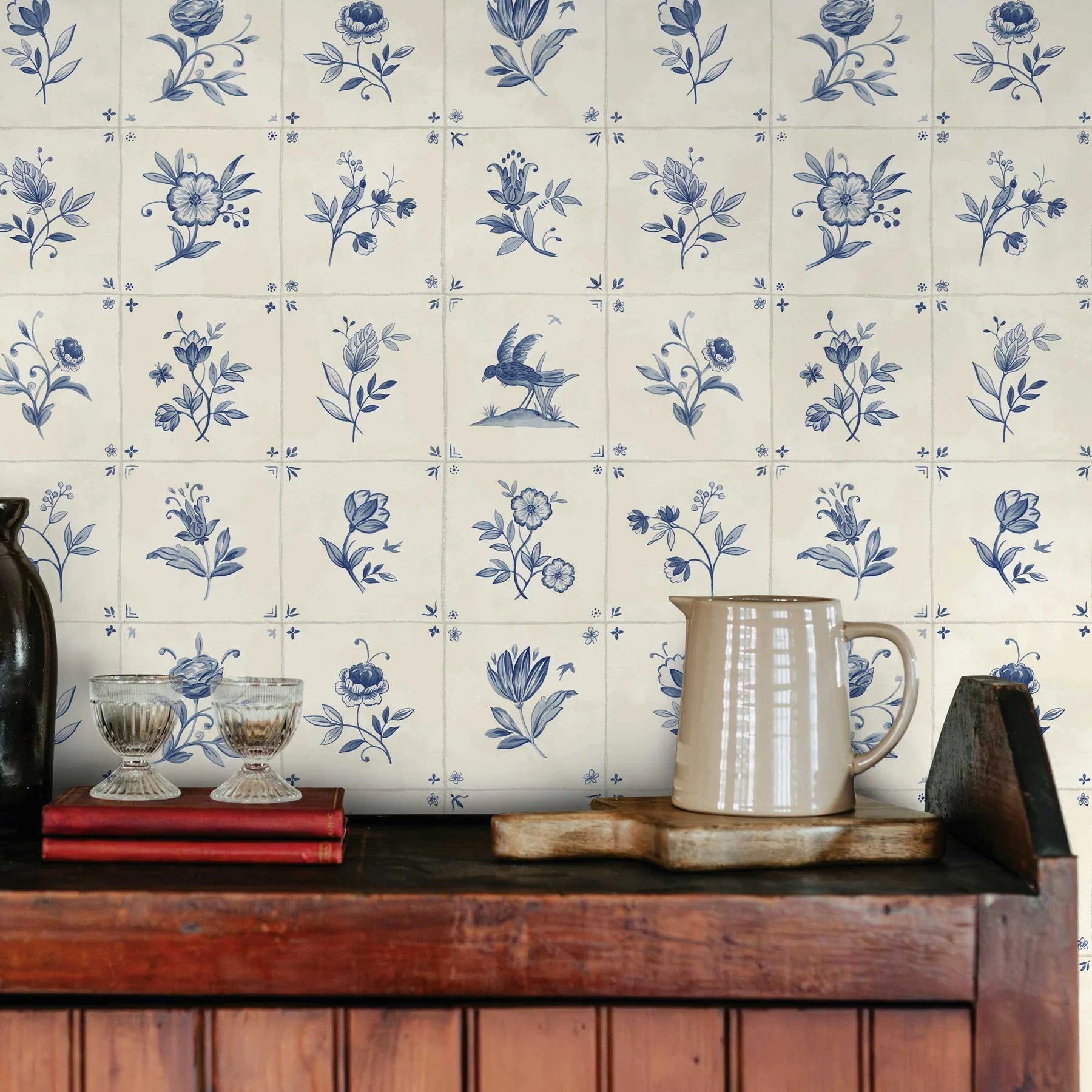 Azulejo Tile Textured Wallpaper