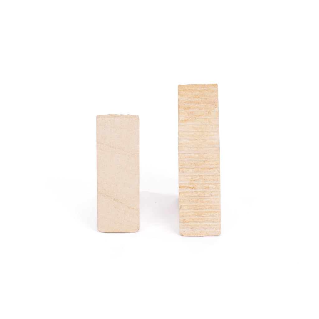 Sulivan Sandstone Ribbed Edge Bookends - Pure Salt