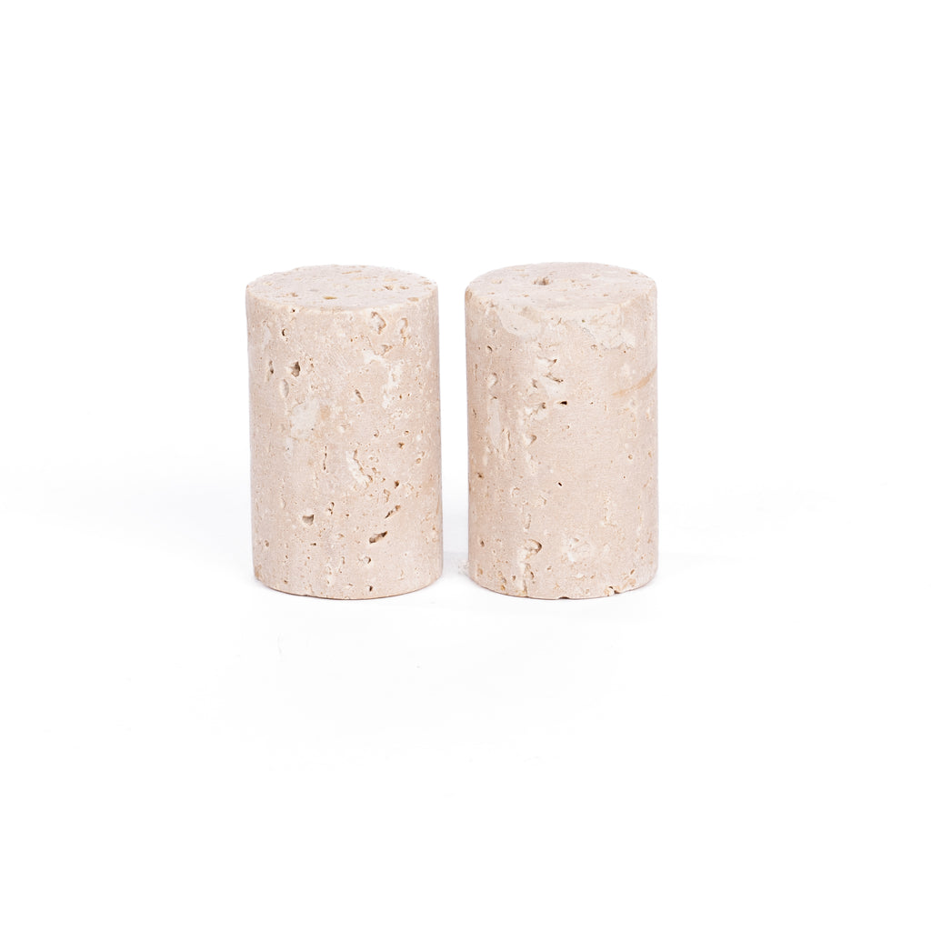 Sculpted Travertine Salt & Pepper Shakers - Pure Salt