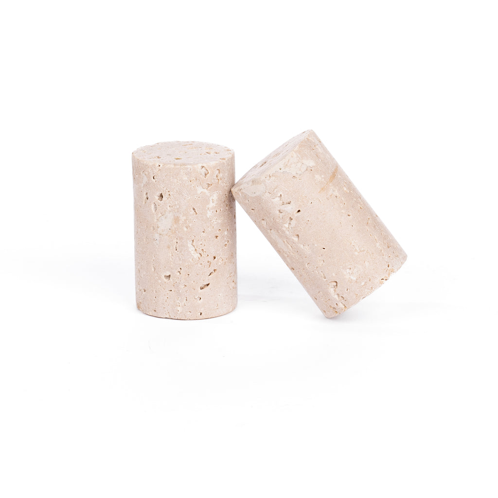 Sculpted Travertine Salt & Pepper Shakers - Pure Salt