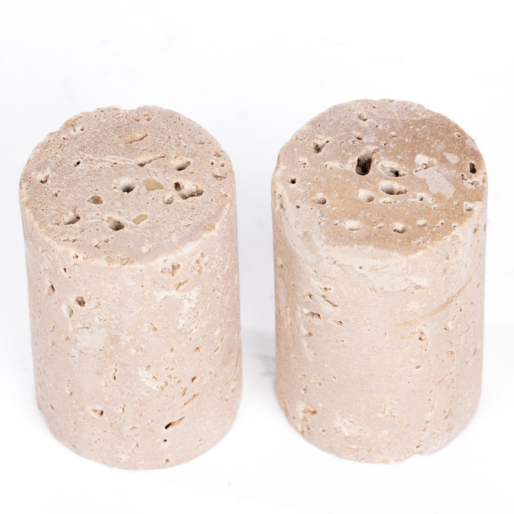 Sculpted Travertine Salt & Pepper Shakers - Pure Salt