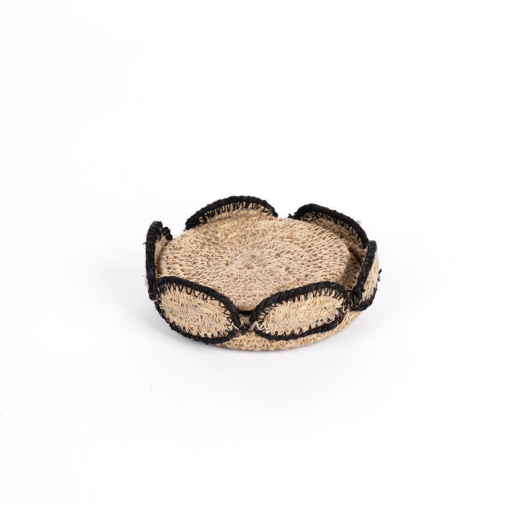 Hand-Woven Seagrass Coasters w/ Basket - Pure Salt