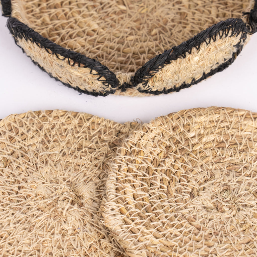 Hand-Woven Seagrass Coasters w/ Basket - Pure Salt