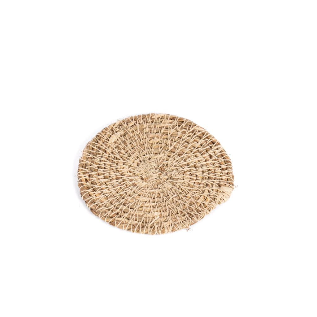 Hand-Woven Seagrass Coasters w/ Basket - Pure Salt