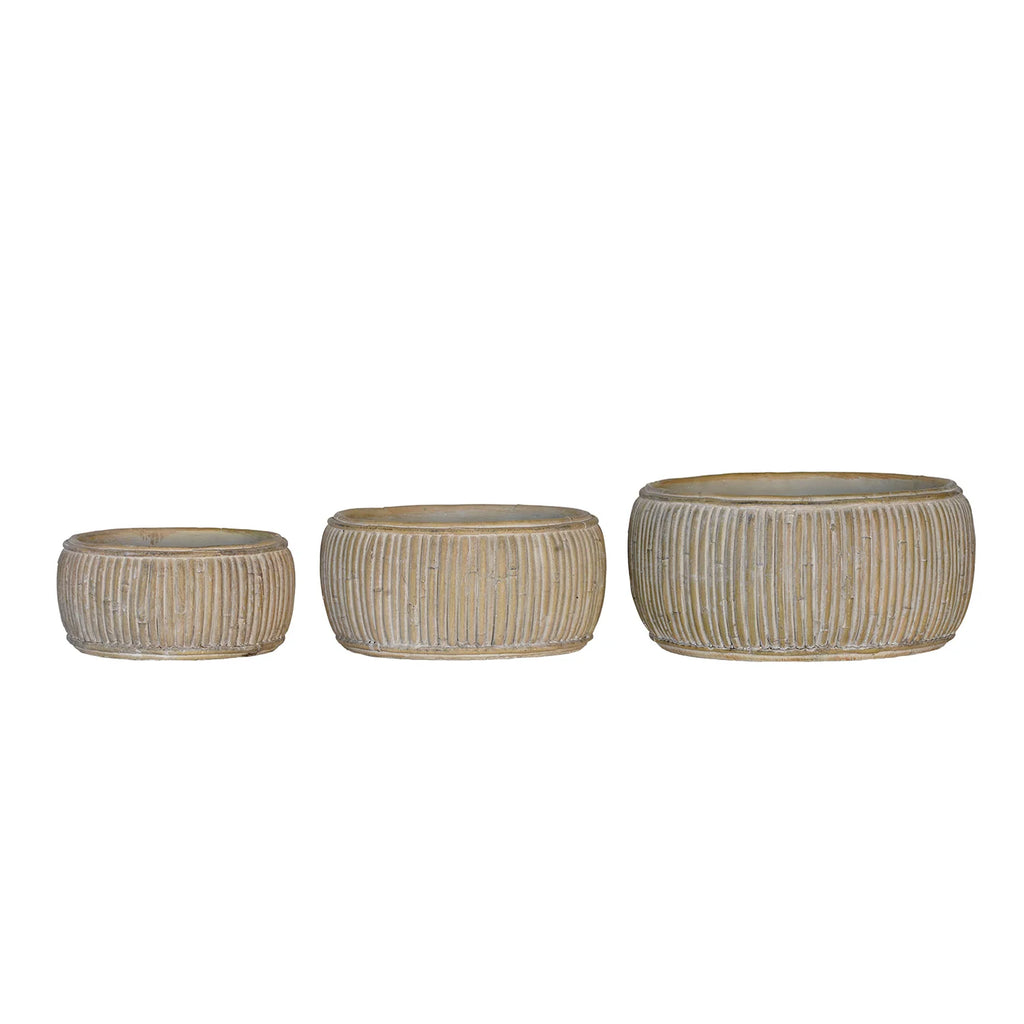 Finley Faux Rattan Planter - Pure Salt