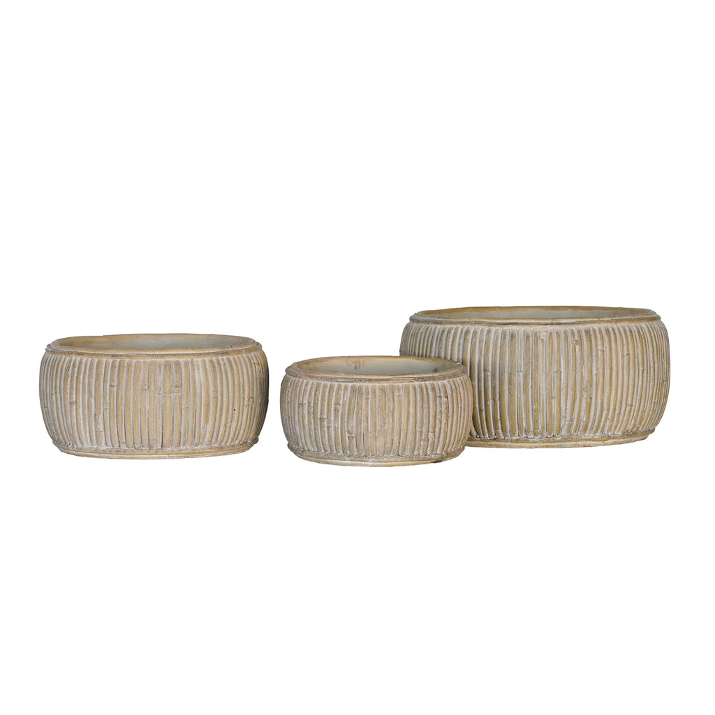 Finley Faux Rattan Planter - Pure Salt