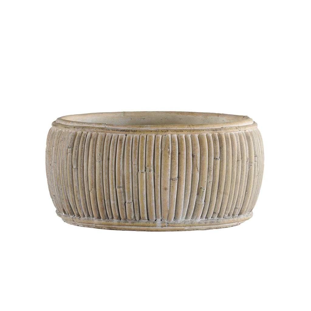 Finley Faux Rattan Planter - Pure Salt