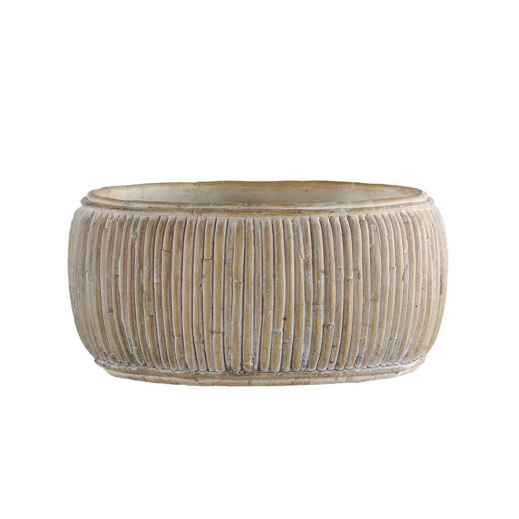 Finley Faux Rattan Planter - Pure Salt