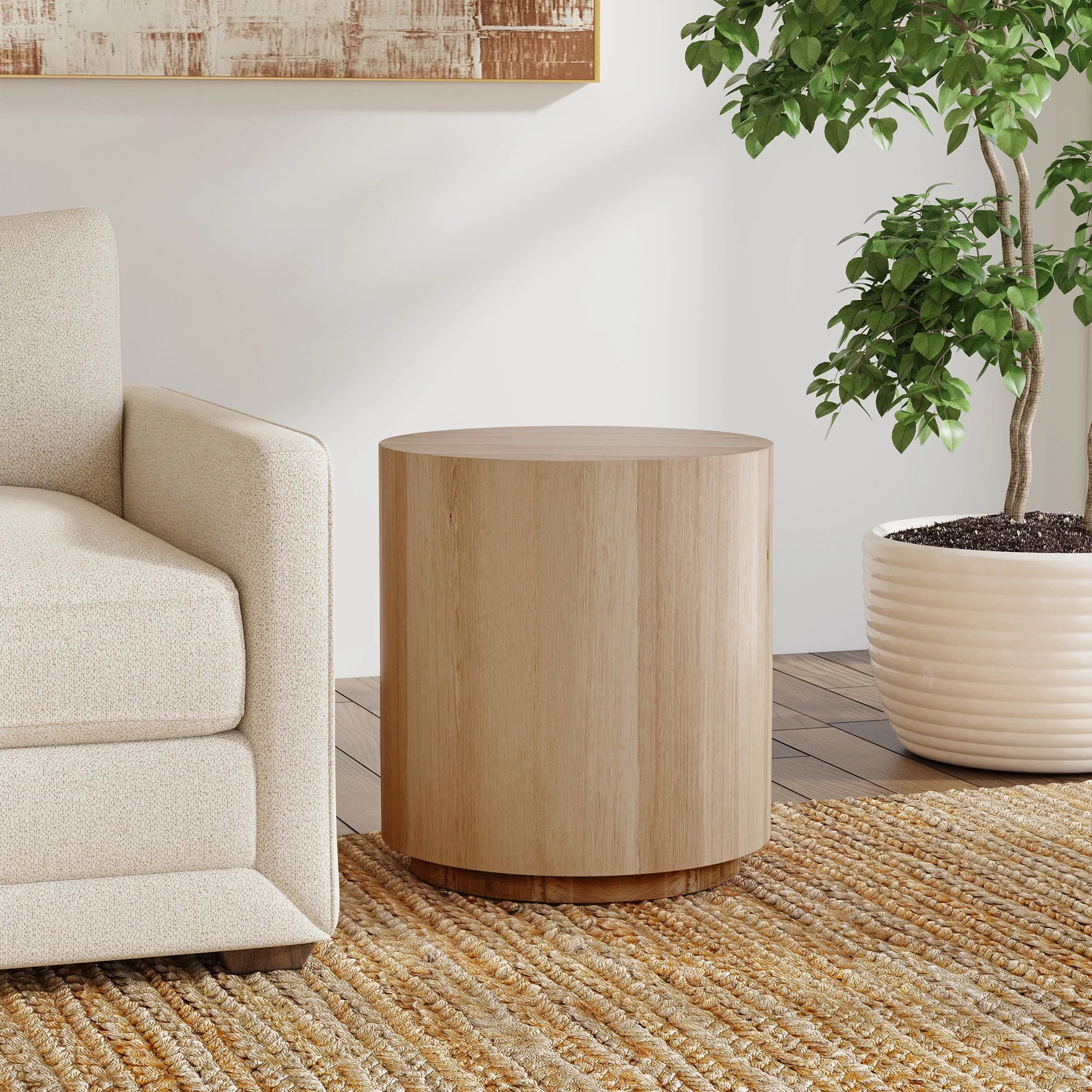 Laynen Round End Table-Natural