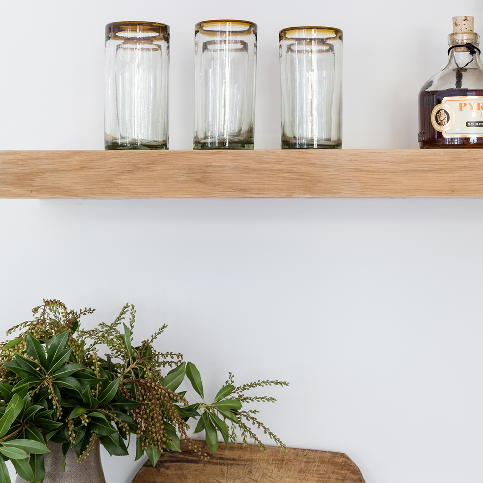 Lola Drinking Glasses, Amber Rimmed