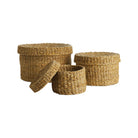 Seagrass Round Lidded Baskets, Set Of 3