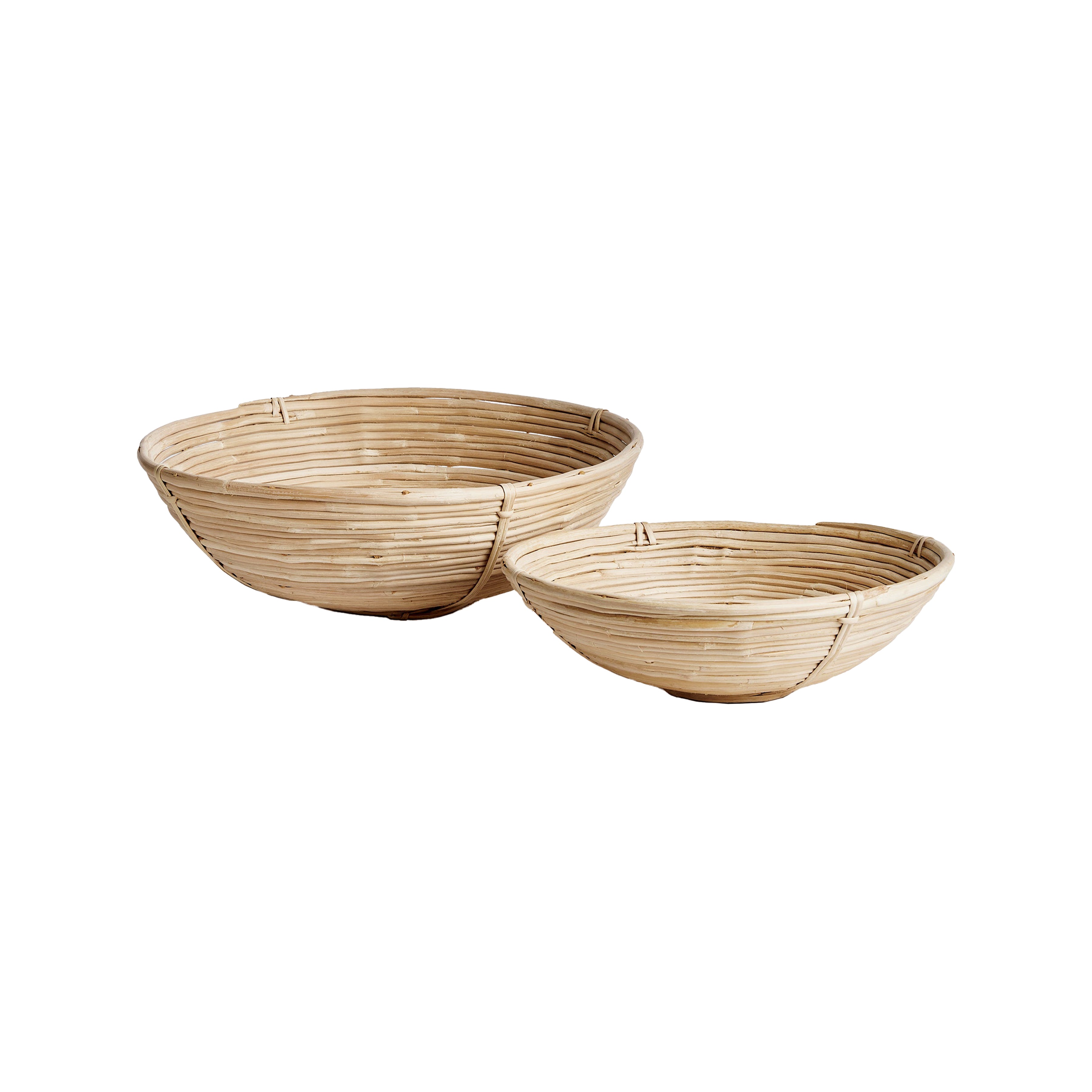 Cane Rattan Low Bowls, Set Of 2