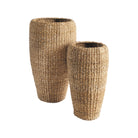 Seagrass Tall Round Planters, Set Of 2