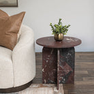 Reilen Round End Table-Merlot