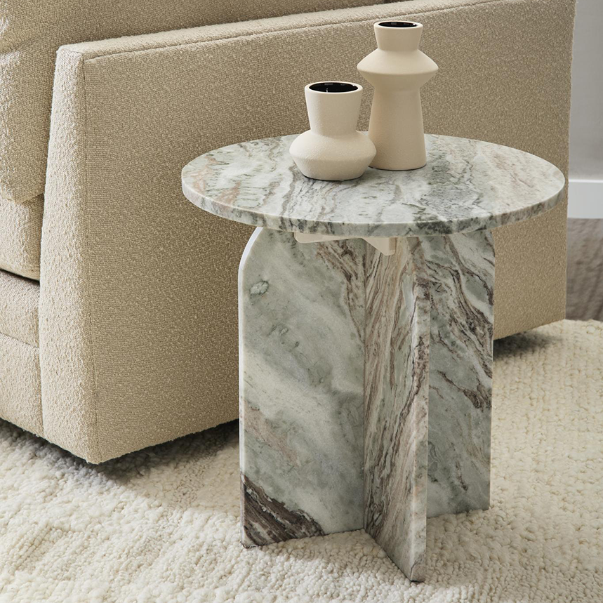 Reilen Round End Table-Gray