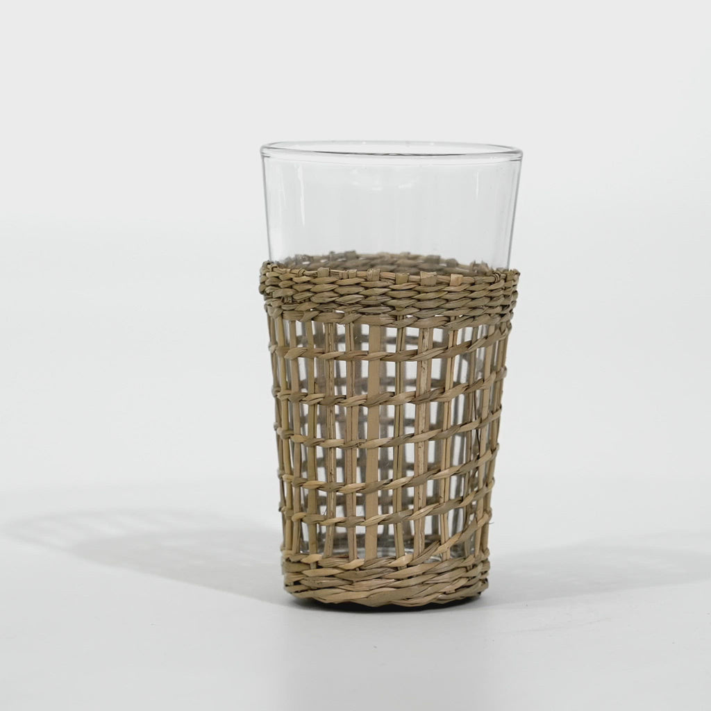 Zada Drinking Glass with Woven Seagrass Sleeve - Pure Salt Shoppe