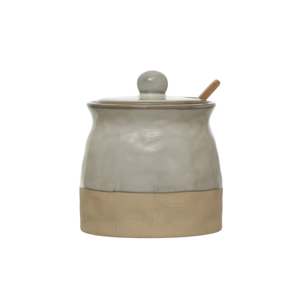Bryli Sugar Pot With Wood Spoon - Pure Salt Shoppe