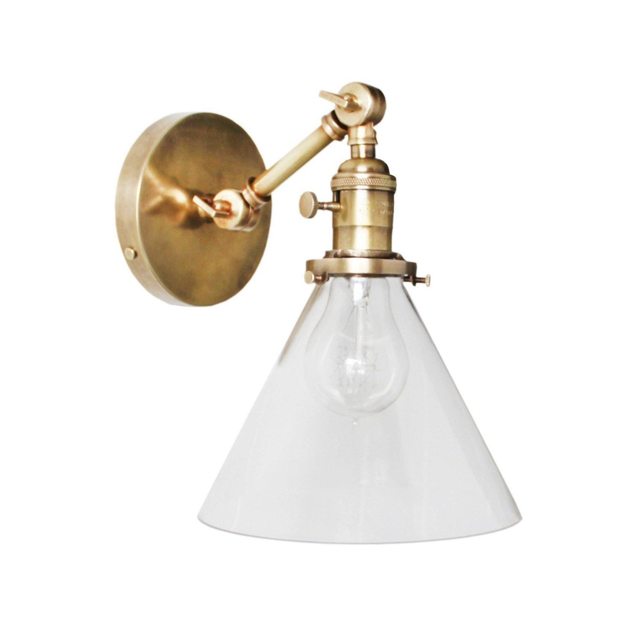 Jamestown Single Short Arm Wall Sconce with Tapered Clear Glass Shade - Pure Salt Shoppe