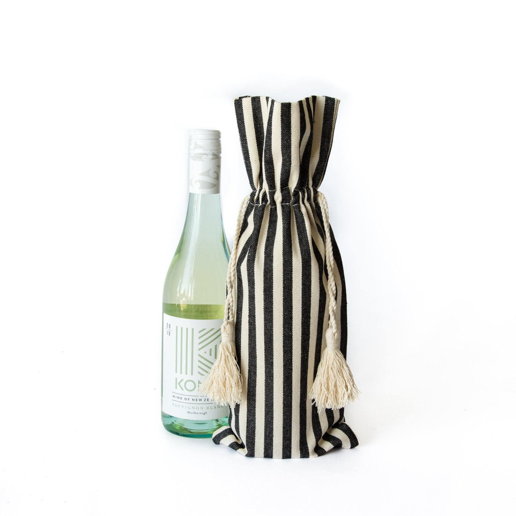 Jared Cotton Striped Wine Bag with Tassels - Pure Salt Shoppe