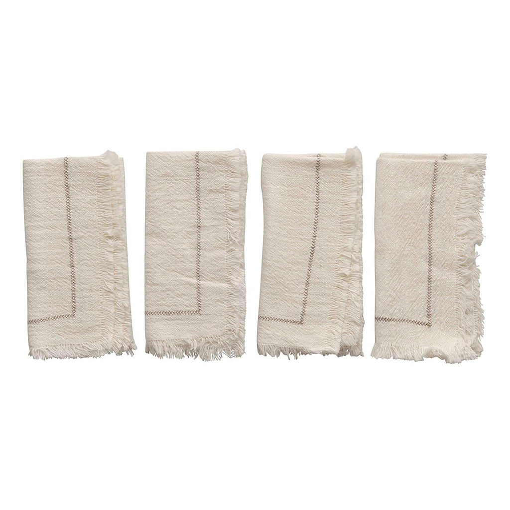 Kaelyn Woven Cotton Napkin with Stitching Detail & Fringe - Pure Salt Shoppe