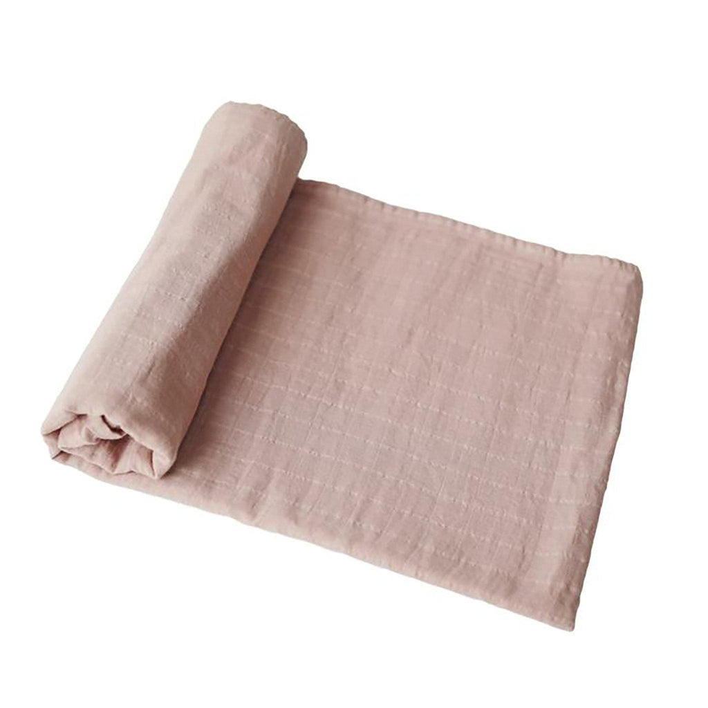 Mushie Muslin Swaddle Blanket Organic Cotton in Blush - Pure Salt Shoppe