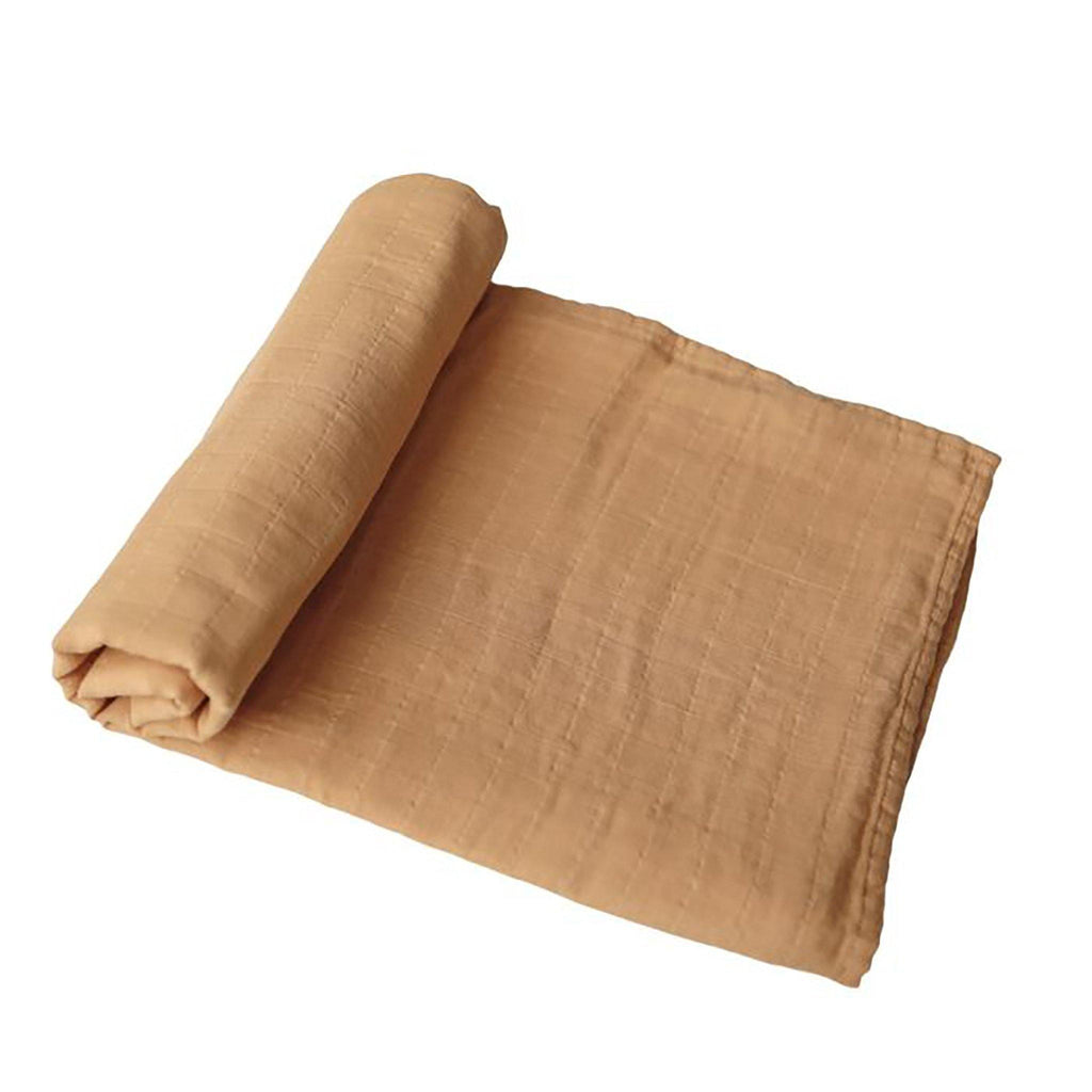 Mushie Muslin Swaddle Blanket Organic Cotton in Fall Yellow - Pure Salt Shoppe