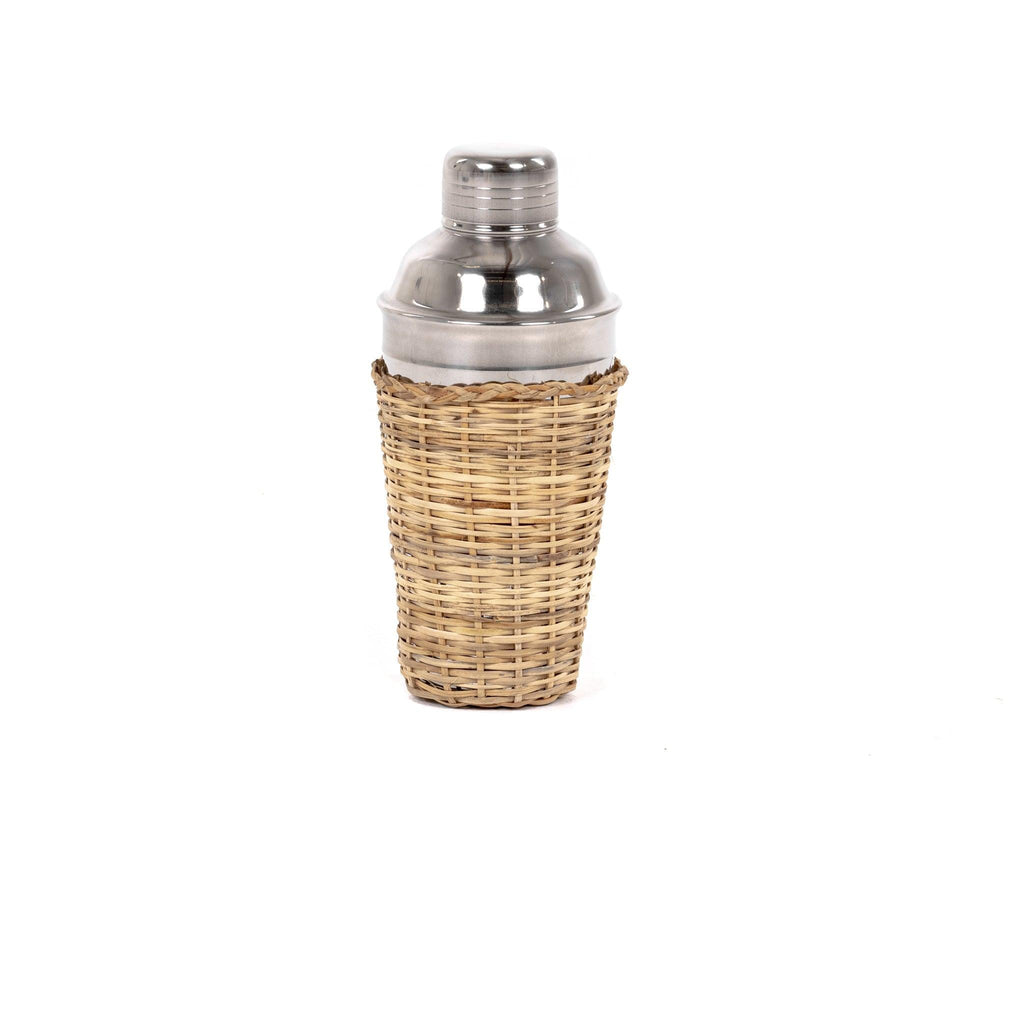 Robbie Stainless Steel Cocktail Shaker with Woven Rattan Sleeve - Pure Salt Shoppe